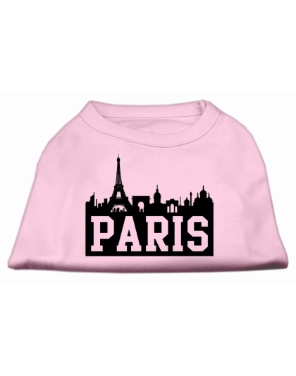 Paris Skyline Screen Print Shirt Light Pink Lg