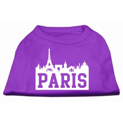 Paris Skyline Screen Print Shirt Purple Lg