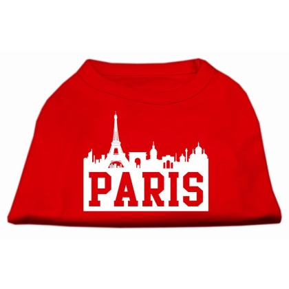 Paris Skyline Screen Print Shirt Red Lg