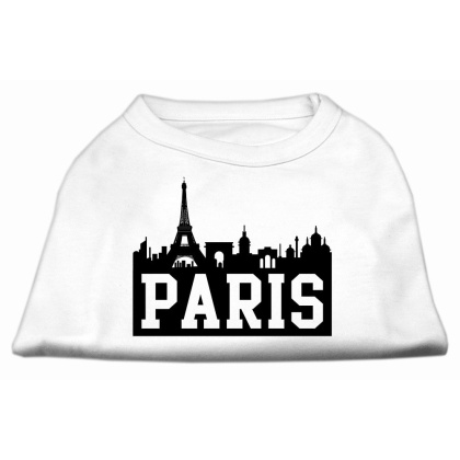 Paris Skyline Screen Print Shirt White Lg