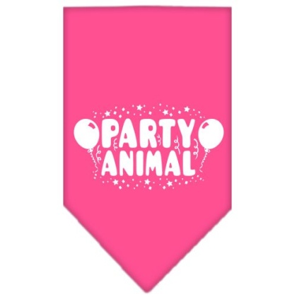 Party Animal Screen Print Bandana Bright Pink Large