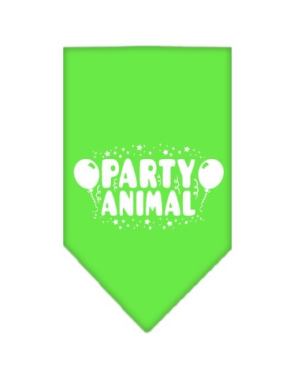 Party Animal Screen Print Bandana Lime Green Large