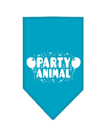 Party Animal Screen Print Bandana Turquoise Large