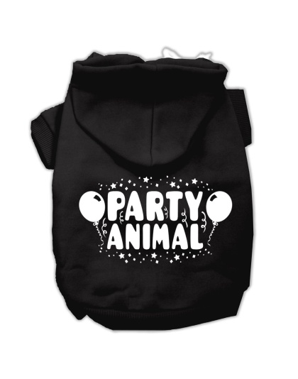 Party Animal Screen Print Pet Hoodies Black Size Lg