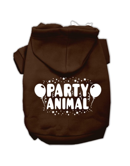 Party Animal Screen Print Pet Hoodies Brown Size Lg