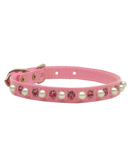 Patent 3/8" Pearl and Crystal Collars Pink 10