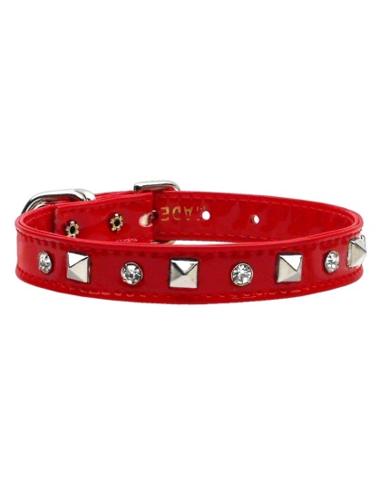 Patent Crystal and Pyramid Collars Red 10