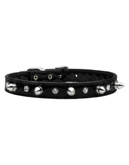 Patent Crystal and Spike Collars Black 10