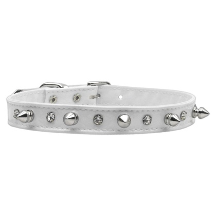 Patent Crystal and Spike Collars White 10