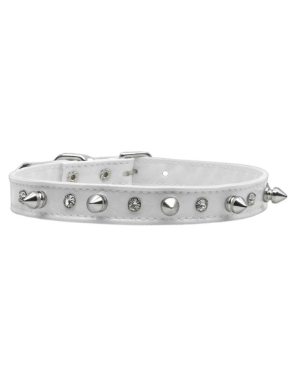 Patent Crystal and Spike Collars White 10