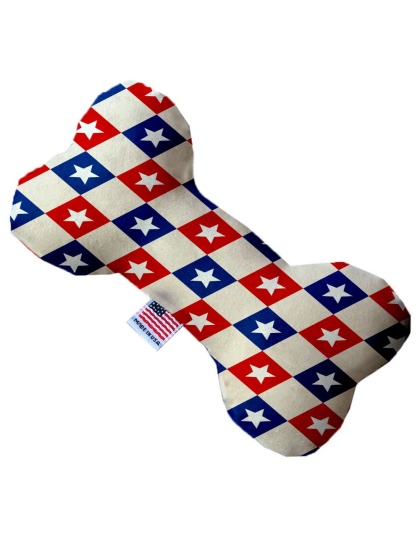 Patriotic Checkered Stars 10 inch Canvas Bone Dog Toy