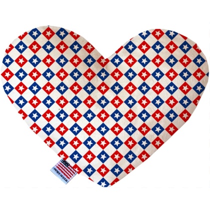 Patriotic Checkered Stars 6 inch Canvas Heart Dog Toy