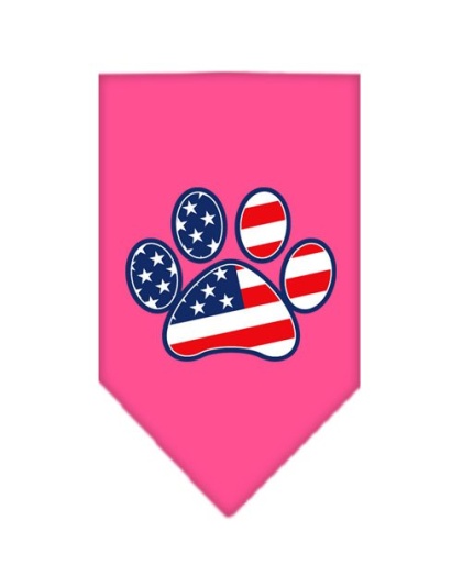 Patriotic Paw Screen Print Bandana Bright Pink Large