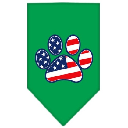 Patriotic Paw Screen Print Bandana Emerald Green Large