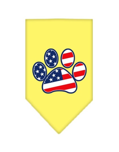 Patriotic Paw Screen Print Bandana Yellow Large