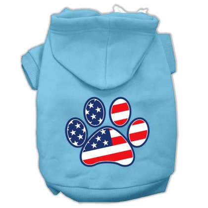 Patriotic Paw Screen Print Pet Hoodies Baby Blue L