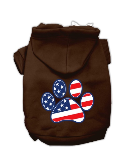 Patriotic Paw Screen Print Pet Hoodies Brown L