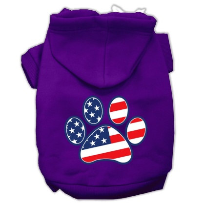 Patriotic Paw Screen Print Pet Hoodies Purple L