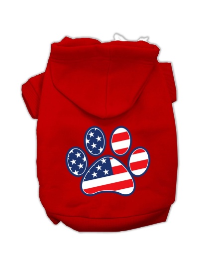 Patriotic Paw Screen Print Pet Hoodies Red Size L
