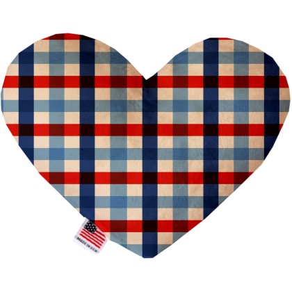 Patriotic Plaid 6 inch Canvas Heart Dog Toy