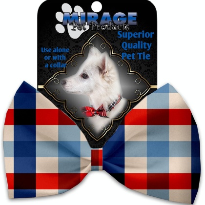 Patriotic Plaid Pet Bow Tie