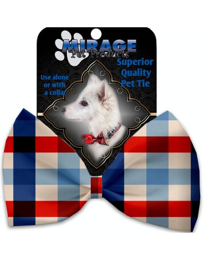 Patriotic Plaid Pet Bow Tie