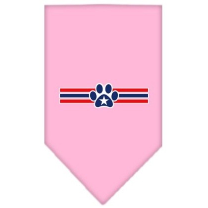 Patriotic Star Paw Screen Print Bandana Light Pink Large