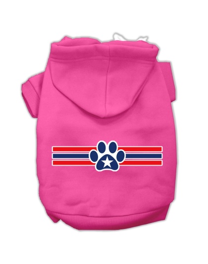 Patriotic Star Paw Screen Print Pet Hoodies Bright Pink Size L