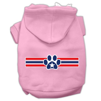 Patriotic Star Paw Screen Print Pet Hoodies Light Pink Size L