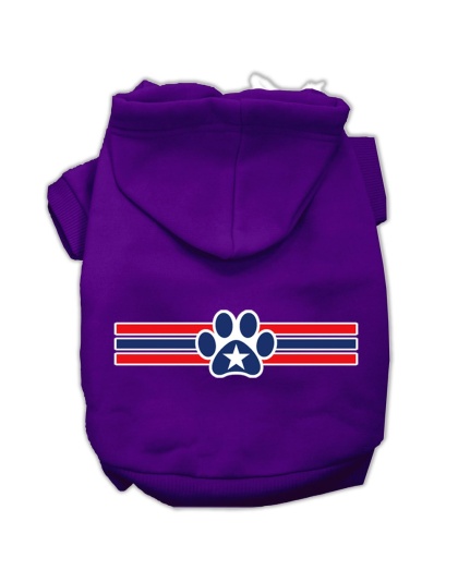 Patriotic Star Paw Screen Print Pet Hoodies Purple Size L