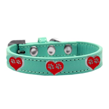 Paw Heart Widget Dog Collar Aqua Size 10