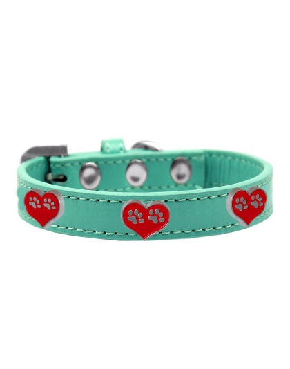 Paw Heart Widget Dog Collar Aqua Size 10