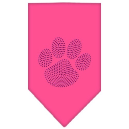 Paw Purple Rhinestone Bandana Bright Pink Large