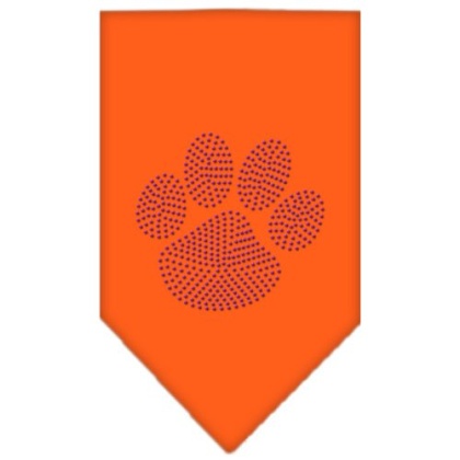 Paw Purple Rhinestone Bandana Orange Large