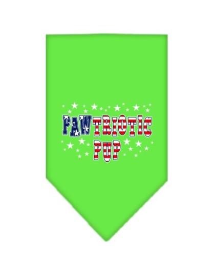 Pawtriotic Pup Screen Print Bandana Lime Green Small