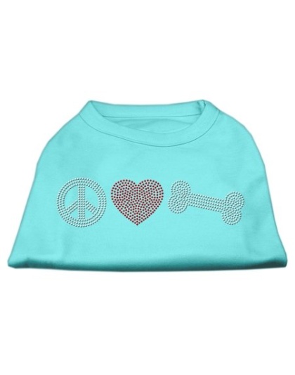 Peace Love and Bone Rhinestone Shirt Aqua L