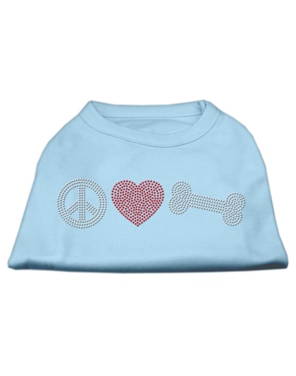 Peace Love and Bone Rhinestone Shirt Baby Blue L