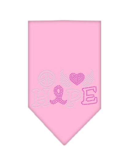 Peace Love Hope Breast Cancer Rhinestone Pet Bandana Light Pink Size Large