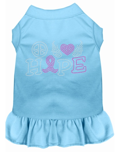Peace Love Hope Breast Cancer Rhinestone Pet Dress Baby Blue 4X