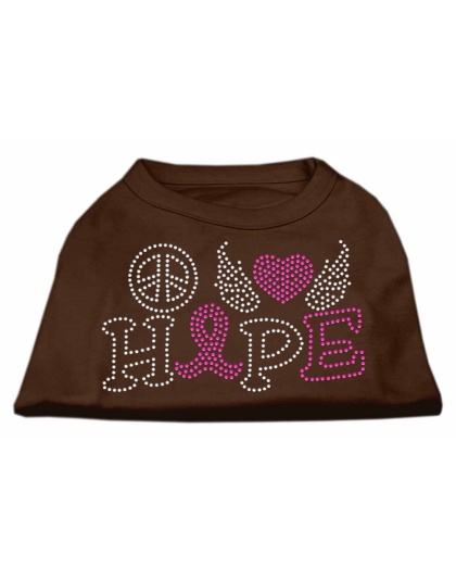 Peace Love Hope Breast Cancer Rhinestone Pet Shirt Brown Lg