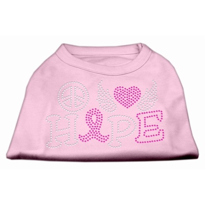 Peace Love Hope Breast Cancer Rhinestone Pet Shirt Light Pink Lg