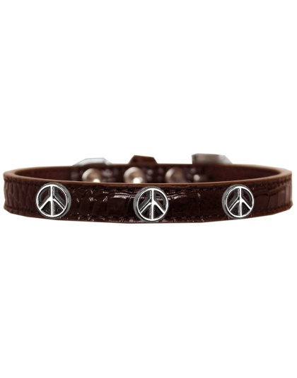 Peace Sign Widget Croc Dog Collar Chocolate Size 10