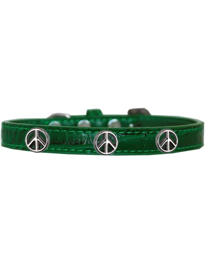 Peace Sign Widget Croc Dog Collar Emerald Green Size 10