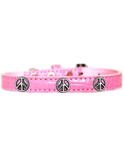 Peace Sign Widget Croc Dog Collar Light Pink Size 10