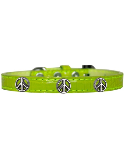 Peace Sign Widget Croc Dog Collar Lime Green Size 10