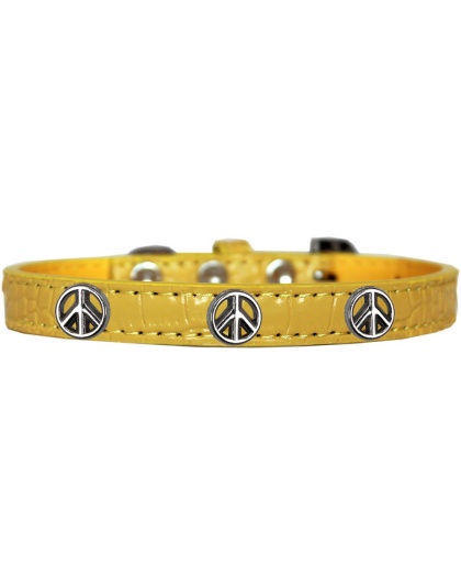 Peace Sign Widget Croc Dog Collar Yellow Size 10
