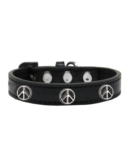 Peace Sign Widget Dog Collar Black Size 10