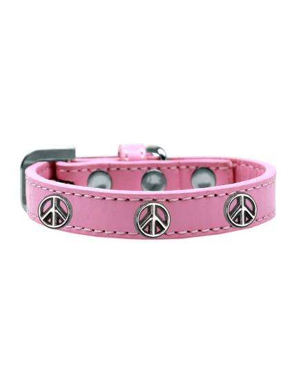 Peace Sign Widget Dog Collar Light Pink Size 10