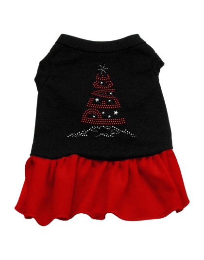 Peace Tree Rhinestone Dress Black with Red Lg