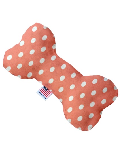 Peach Polka Dots 10 inch Canvas Bone Dog Toy